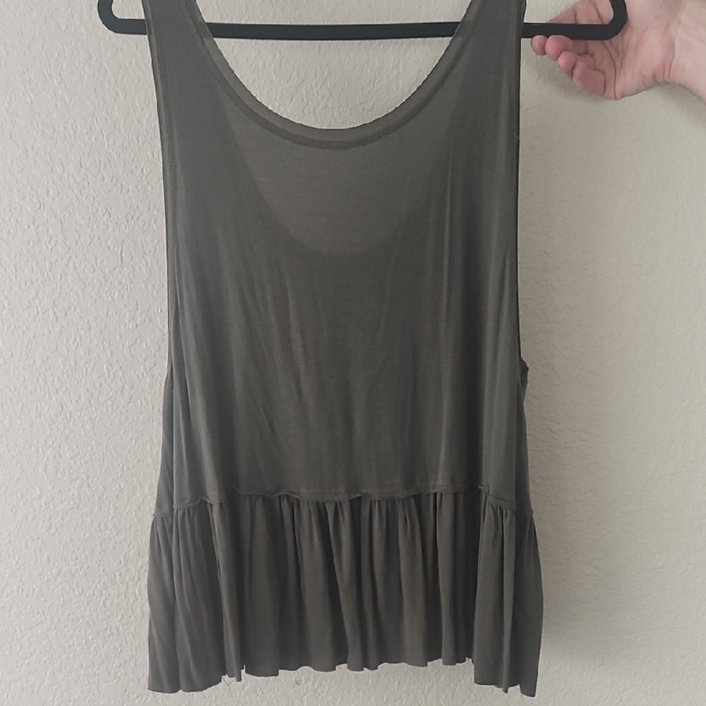 Mossimo Supply Co. Olive Green Ruffle Hem Tank Top
